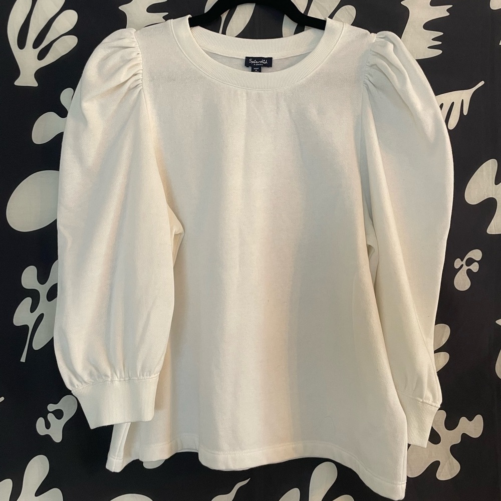 Splendid White Puff Sleeve Sweatshirt size XS